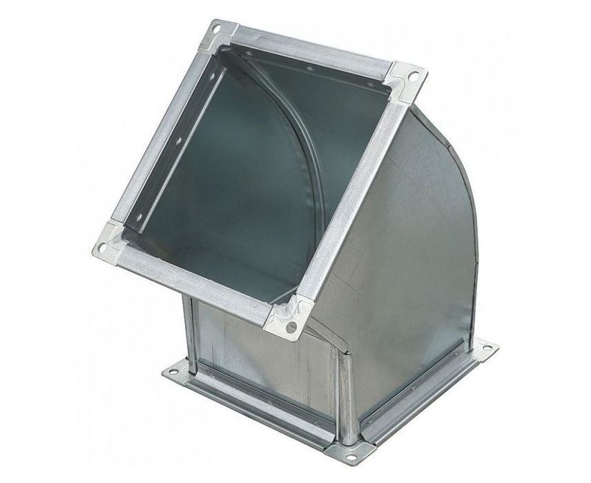 Отвод 45 прямоугольный 150х150 мм. на шине из оцинкованной стали