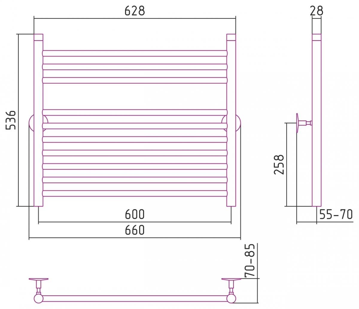 Полотенцесушитель водяной Стилье Универсал-53 600x600